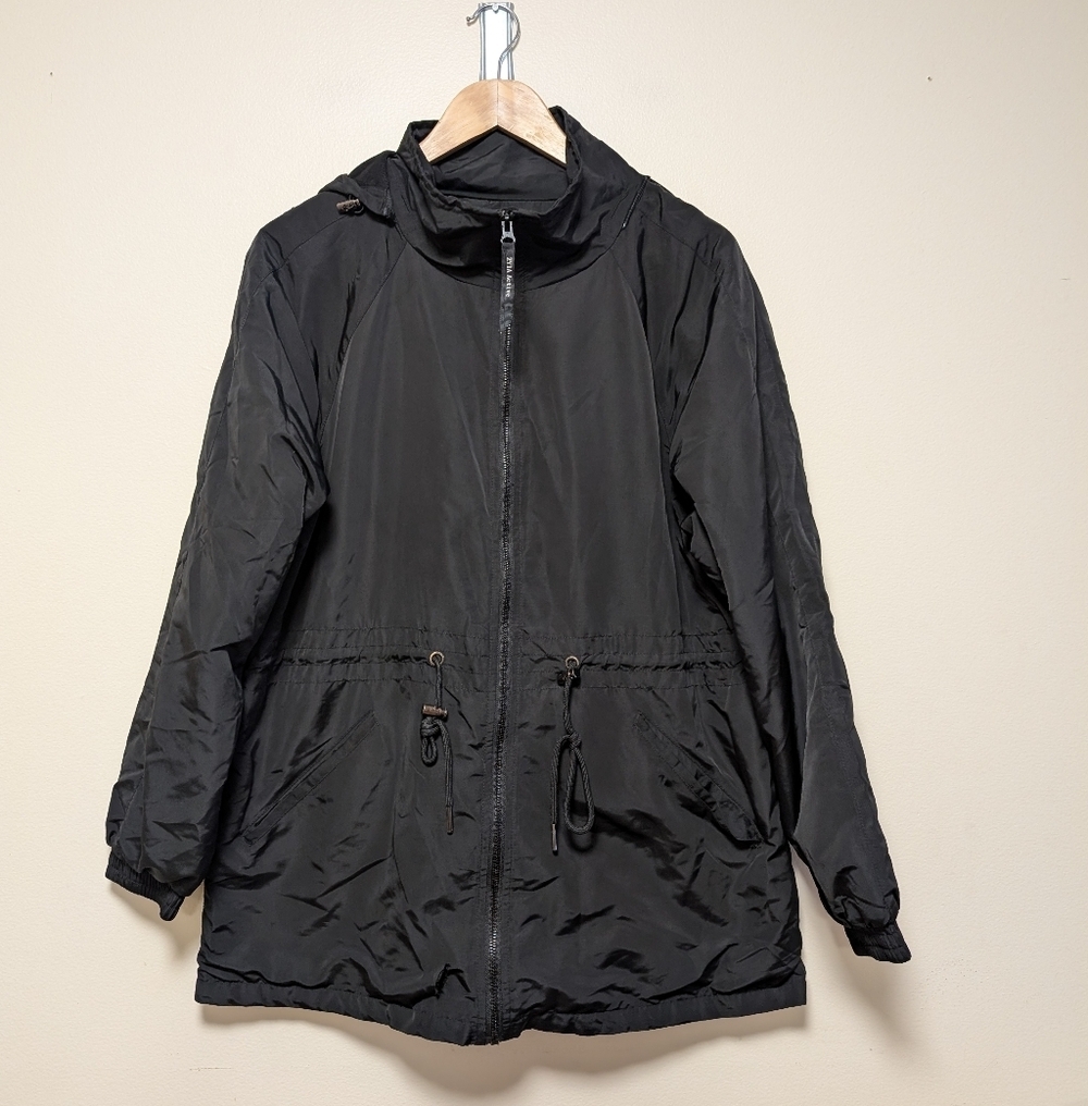 Zyia Active Black Hooded Windbreaker Jacket XL